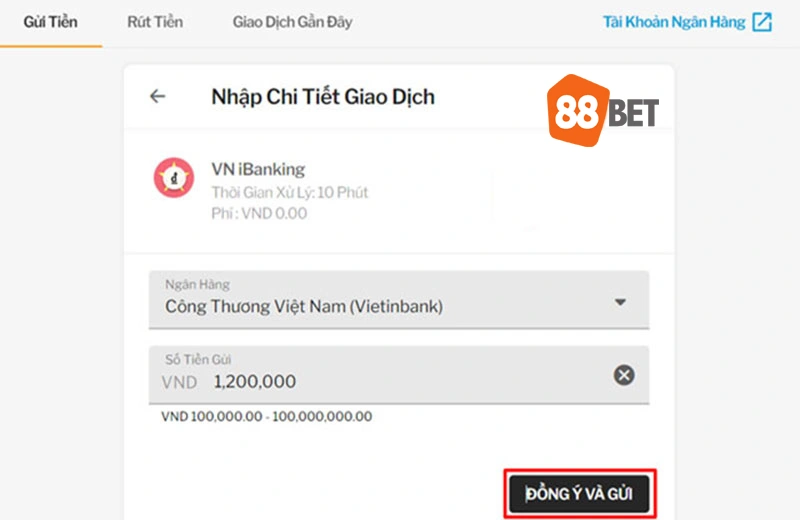 Nạp tiền 188BET qua Internet Banking Nạp tiền 188BET qua Internet Banking